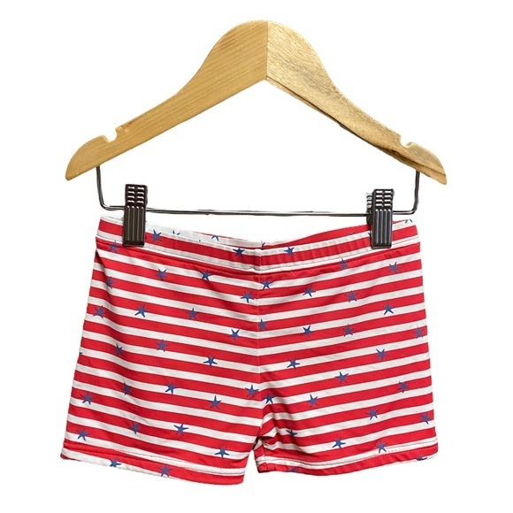 Zara Swim Zara Boys Red White Striped Blue Stars Euro Swim Shorts